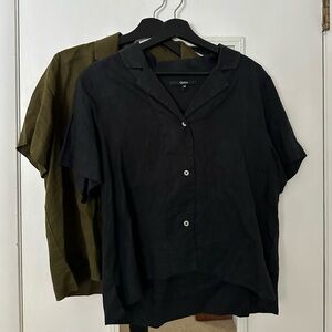 BUNDLE Quince Black and Olive Linen Women's Tops